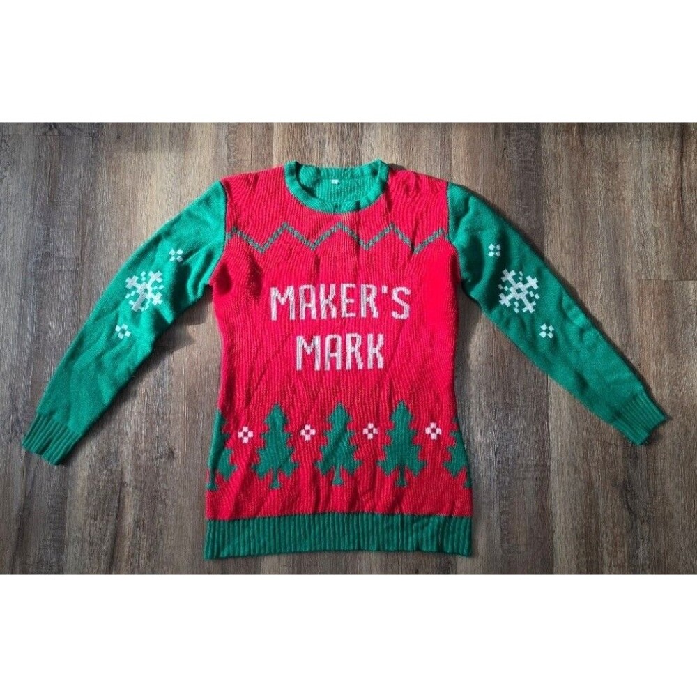 Maker's Mark Kentucky Bourbon Red & Green Ugly Christmas Sweater (Size Large)